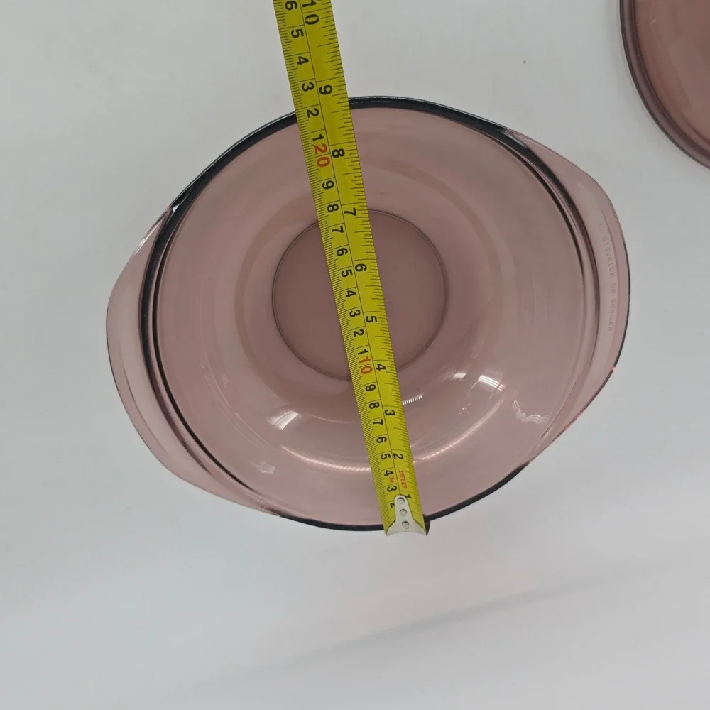 Pyrex Visions Cranberry Glass Casserole Dish with Lid 2QT Round 90s Cookware
